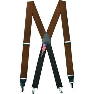 Hold'Em 100% Silk Suspenders for Men Clip End Dress Tuxedo Suspender - Brown